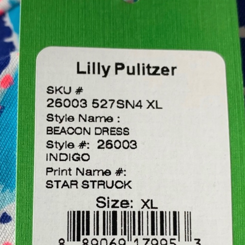 Lilly Pulitzer NWT Navy Blue Pink Teal Starfish Print Dress - Picture 4 of 5
